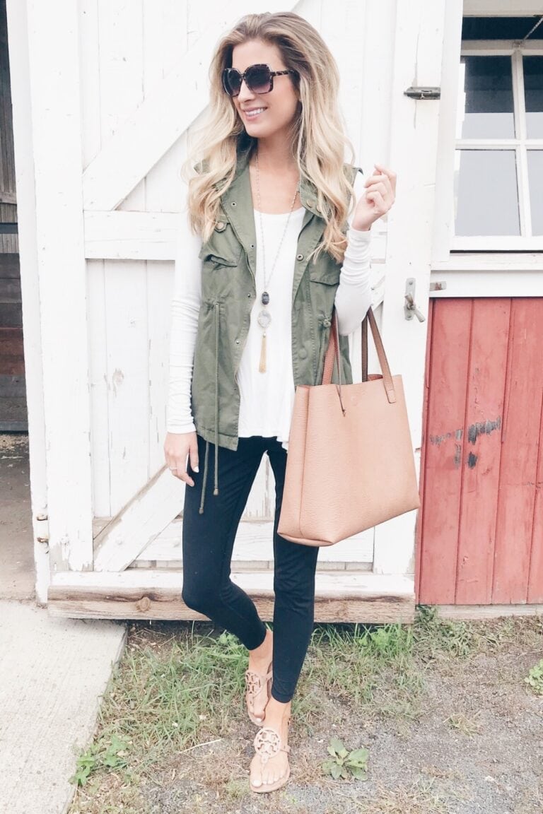 Chic Trimmed Vest Top – Olive