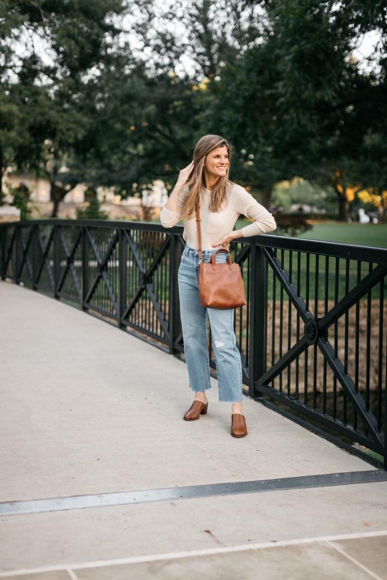 2021-brighton-butler-transitional-fall-look-agolde-jeans-gucci-mules-plaid-shacket-leatherology-bag-3