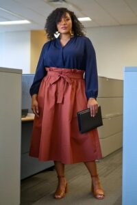 Plus-Size-Summer-Convertible-Off-Shoulder-Blouse-and-Paper-Bag-Waist-Skirt-Business-Casual-Outfit-683x1024